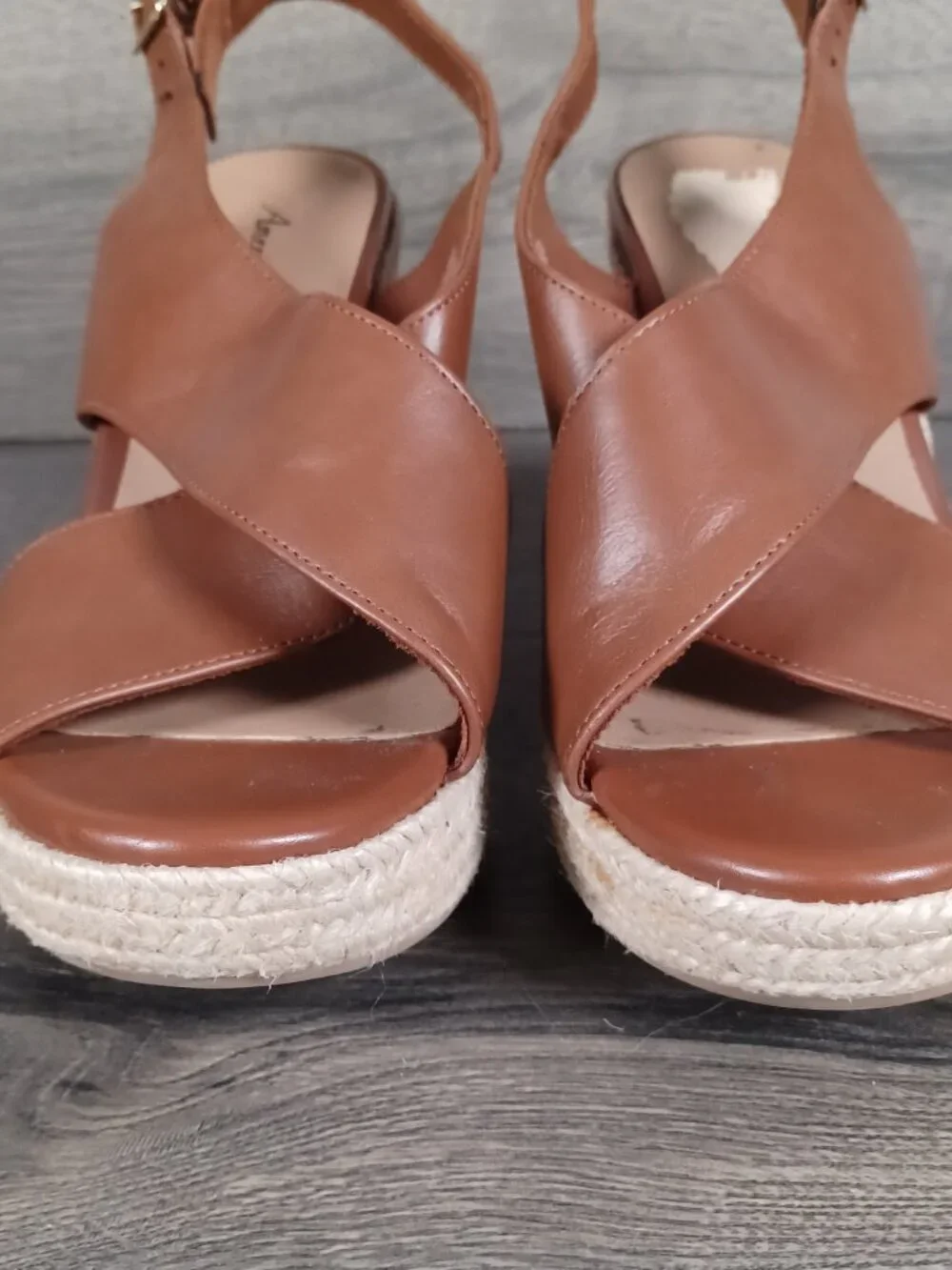 American Eagle Women's Size 8.5 Brown Wedge Heels With Buckles